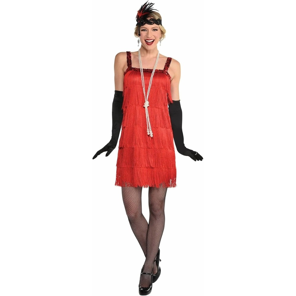 Suit Yourself Ruby Flapper Costume Dress Adult S/M Red Fringe 1920s Roaring 20s